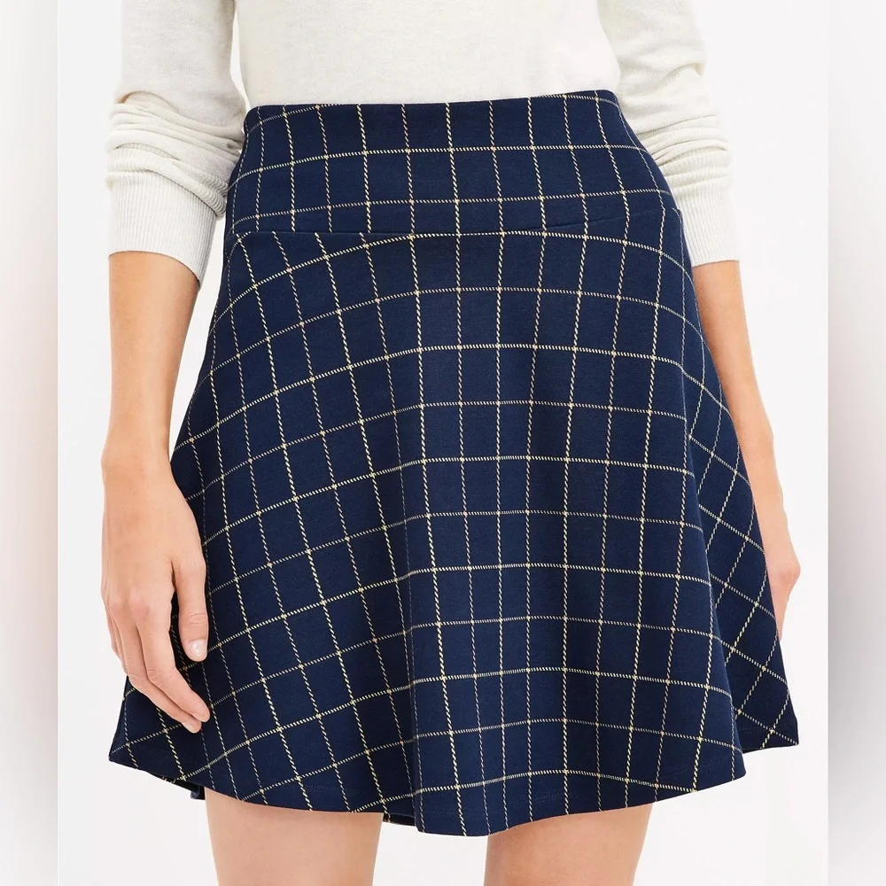 LOFT Plaid Pull On Flippy Skirt NWOT - Picture 2 of 8